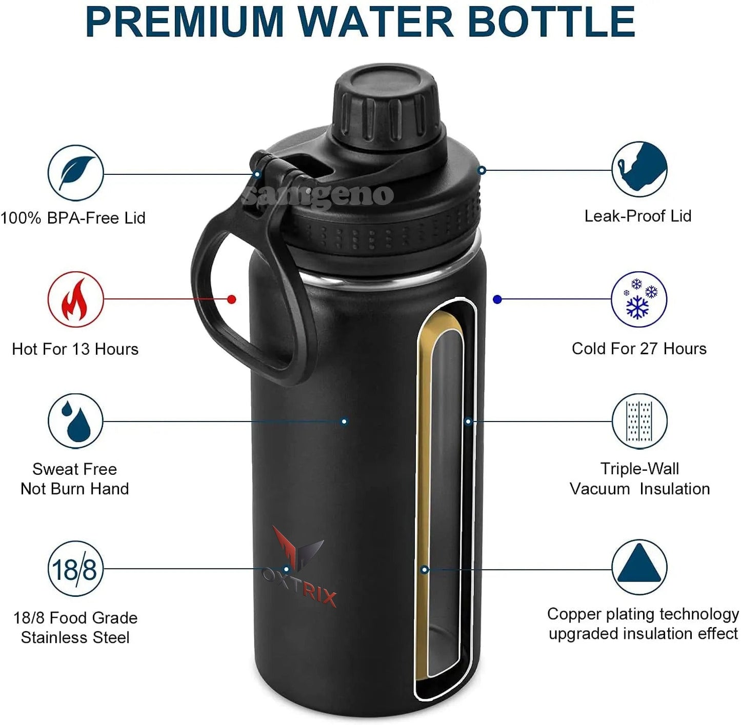 Oxtrix Magnetic Gym Bag – Black | With Bottle Holder | Gym Fitness Gear