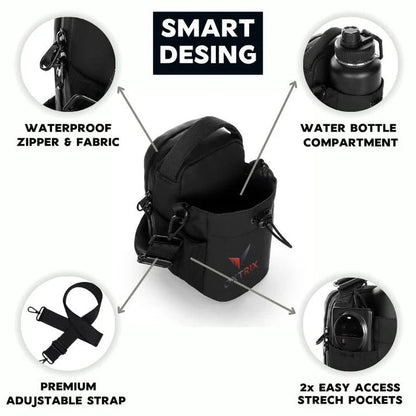 Oxtrix Magnetic Gym Bag – Black | With Bottle Holder | Gym Fitness Gear