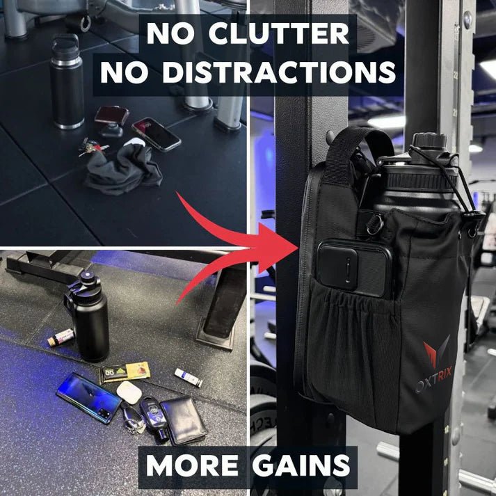 Oxtrix Magnetic Gym Bag – Black | With Bottle Holder | Gym Fitness Gear